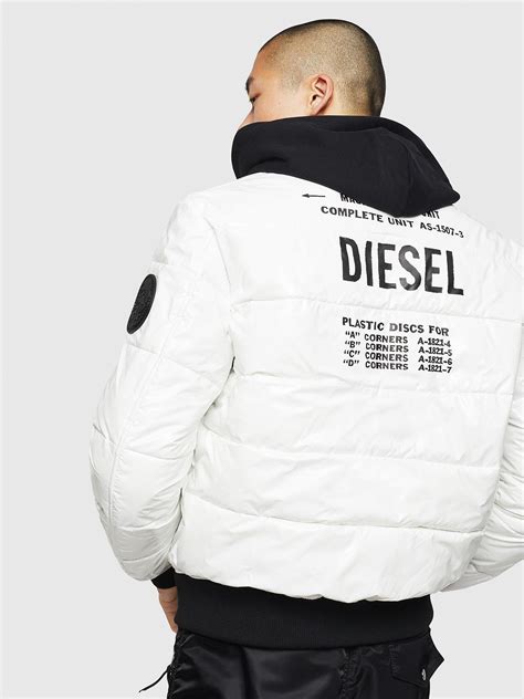 Diesel Synthetic W On Padded Bomber Jacket In White For Men Lyst