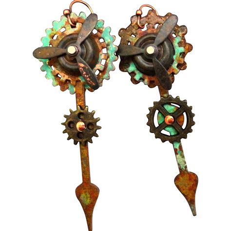 Steampunk Gear Propeller Earrings Gear Shapes Watch Hands And