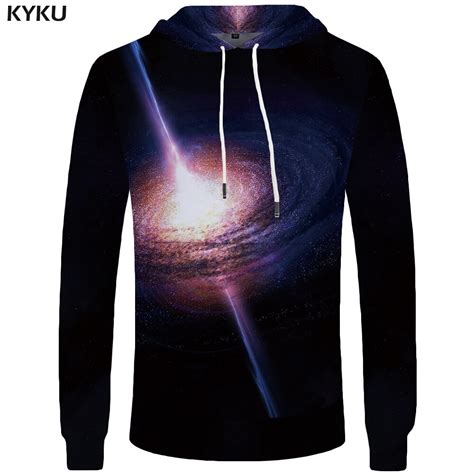 Kyku Space Galaxy Sweatshirts Hoodie Men Vortex Mens Clothing Lightning