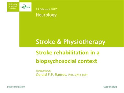 Stroke Rehabilitation In A Biopsychosocial Context Ppt