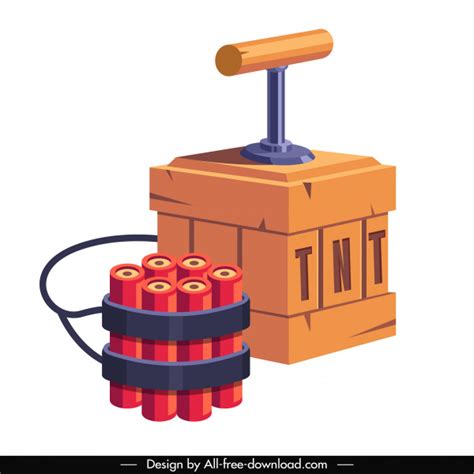 Tnt Explosive Icon Colored 3d Sketch Vector Misc Free Vector Free Download
