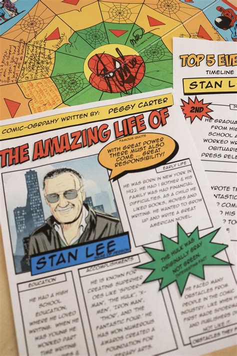 Fun class biography report, Stan Lee Biography, Comic theme biography, graphic novel biography 