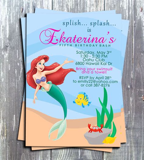 The Little Mermaid Princess Ariel Printable Birthday Invitation