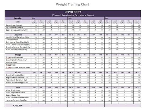 Printable Dumbbell Workout Charts Template Business Psd Excel Word Pdf