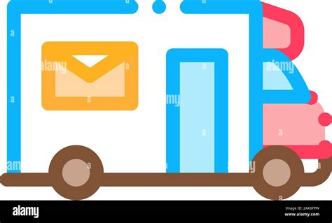 Mail Truck Postal Transportation Company Icon Vector Illustration Stock