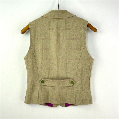 Cordings Tweed Waistcoat Womens 8 10 Green Check Wool Country Tailored