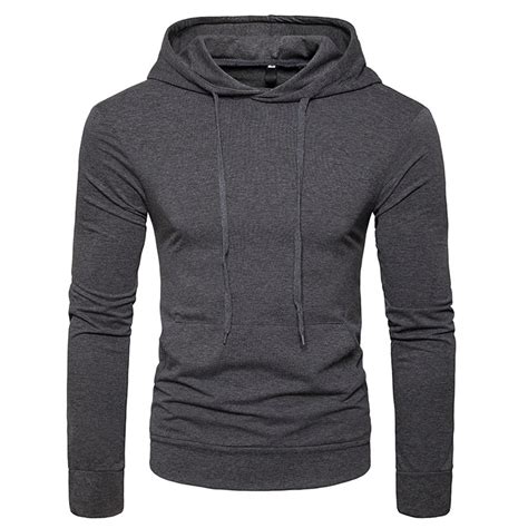Men Hoodies Sweatshirts Fashion Casual Slim Fit Long Sleeve Solid Color