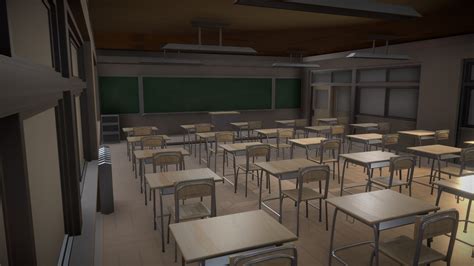 artstation japanese classroom 3d model
