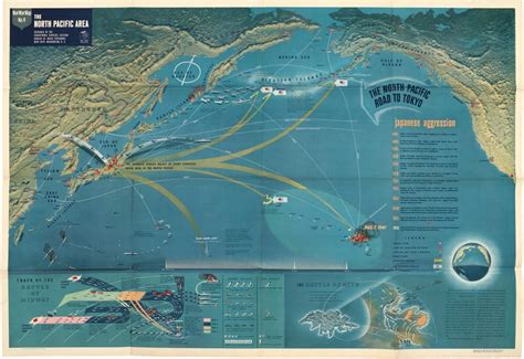 Striking Us Navy Map Of The North Pacific In Wwii Rare And Antique Maps