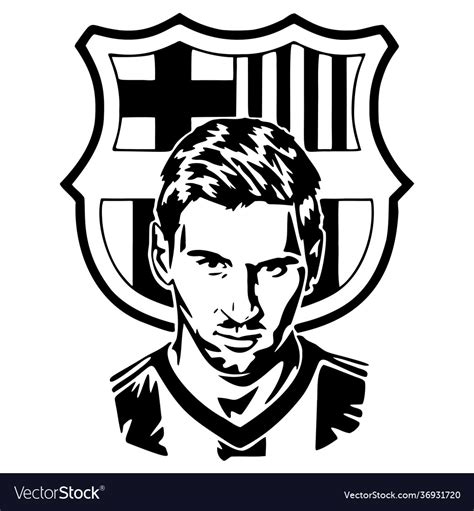 Messi Fcb Football Badge Crest Barcelona Vector Image