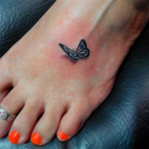Small 3d butterfly tattoo on foot | Tiny butterfly tattoo, Butterfly