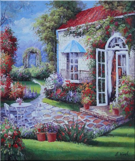 Gorgeous Backyard Of Flower Garden In Spring Oil Painting Naturalism 24