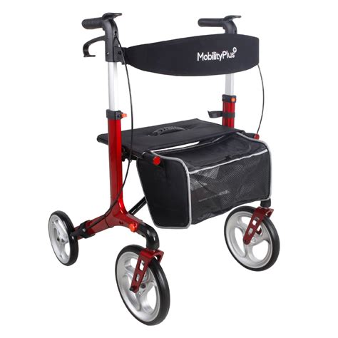 Mobilityplus Deluxe Ultra Light Folding Rollator With Seat