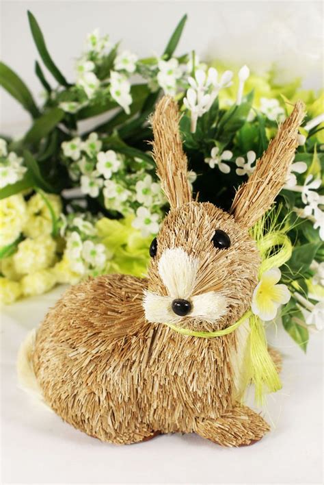 Easter Cute Bunny Rabbit Decoration New Idea Natural Sisal Fiber Straw