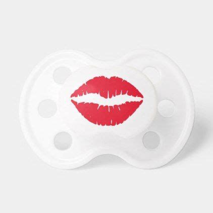 Bright Red Lipstick Kiss Girly Lips Pacifier Zazzle Bright Red