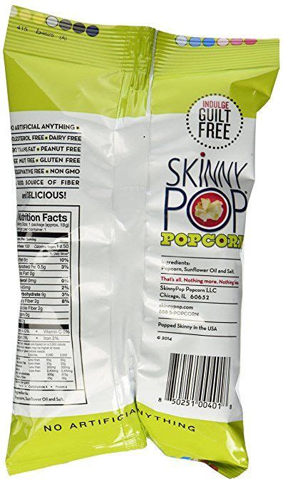 Skinny Pop Popcorn 100 Calorie Bags 65 Oz Pack Of 20 Skinny Pop Popcorn