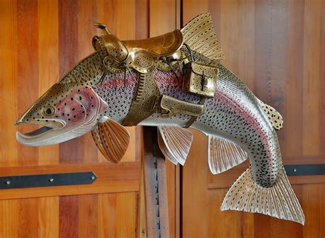 Lance Marshall Boen Fish Sculptures Created From Leather Steelhead