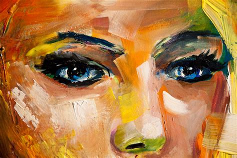 Original Contemporary Woman Portrait Painting Colorful