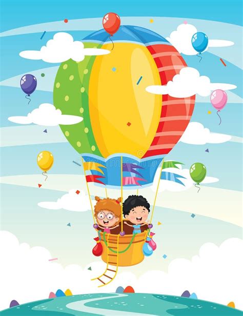 Kids Flying Hot Air Balloon Stock Illustrations 576 Kids Flying Hot