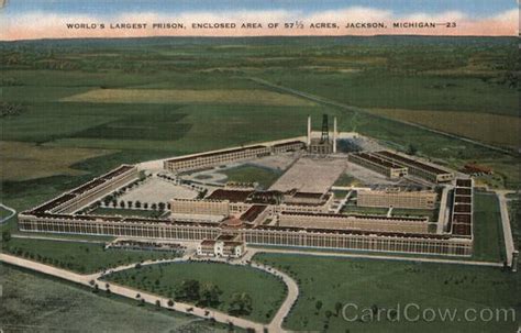 Worlds Largest Prison Enclosed Area Of 57 12 Acres Jackson Mi Postcard