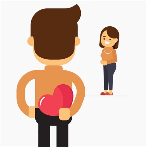 Premium Vector Young Man Standing In Front Of A Young Woman
