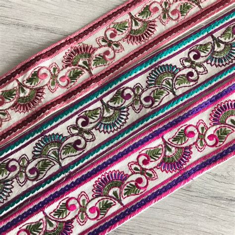 Indian Lace Trim By The Yard Embroidered Ribbon Sari Fabric Etsy