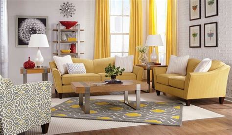 Yellow And Gray Living Room Decoración Del Hogar Sofá Amarillo Muebles