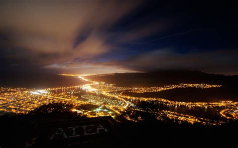 Wallpaper City Night Lights Top View Sky 2560x1600