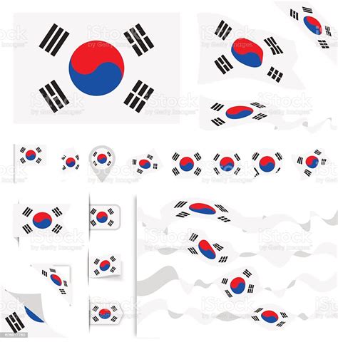 South Korea Flag Set Stock Illustration Download Image Now South