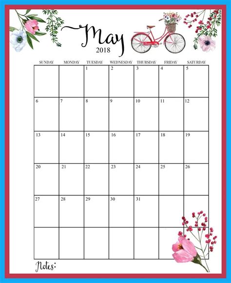 Free May 2018 floral calendar | Calendar 2019 printable, Cute calendar, Free printable calendar