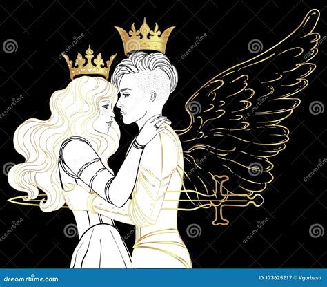 Love Wins Romantic Lesbian Couple Female Knight In Armour And Wings Kissing A Princess