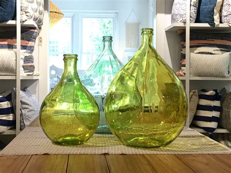 Aqua And Chartreuse Glass Recycled Bottle Vase Perfect Centerpiece Bottles Decoration Vase