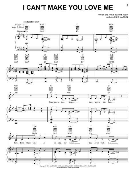 I Cant Make You Love Me Sheet Music Direct