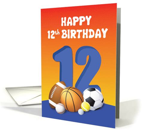 Boy 12th Birthday Sports Balls Card 1622208