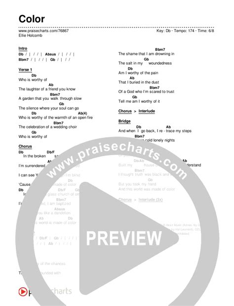 Color Chords PDF Ellie Holcomb PraiseCharts