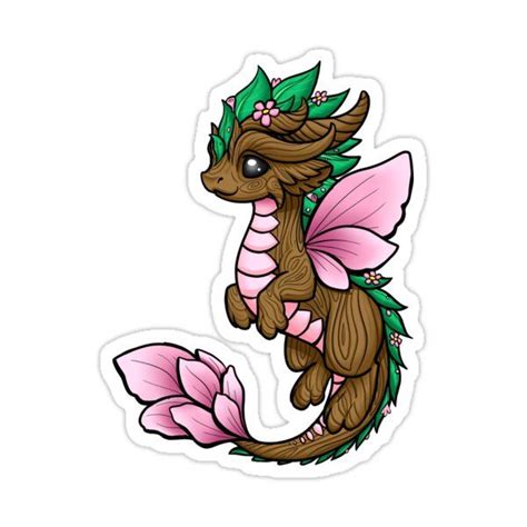 Flower Dragon Elemental Sticker By Rebecca Golins In 2021 Baby Dragon