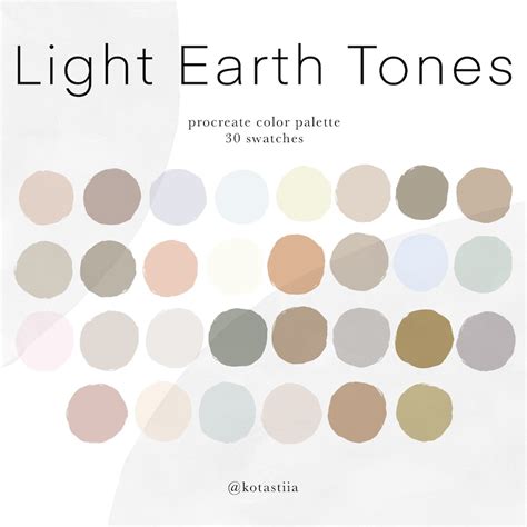 Light Earth Tones Color Palette 30 Handpicked Swatches For Procreate