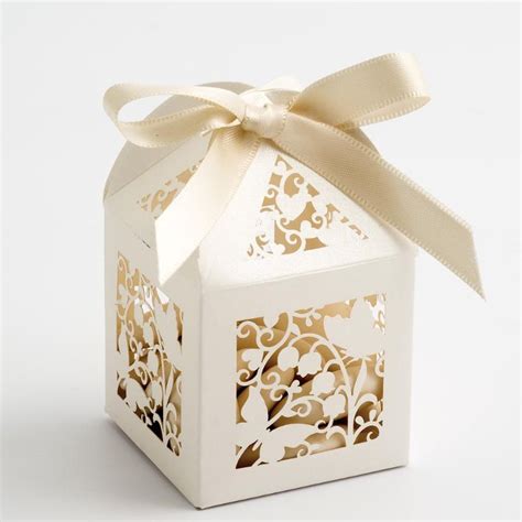 10 Ivory Filigree Butterfly Favour Boxes Favour This