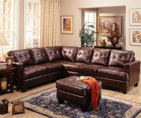 Samuel Contemporary Leather Sectional Sofa 