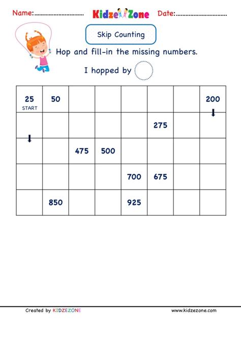 Grade 2 Math Number Practice Worksheets Skip Counting By 25