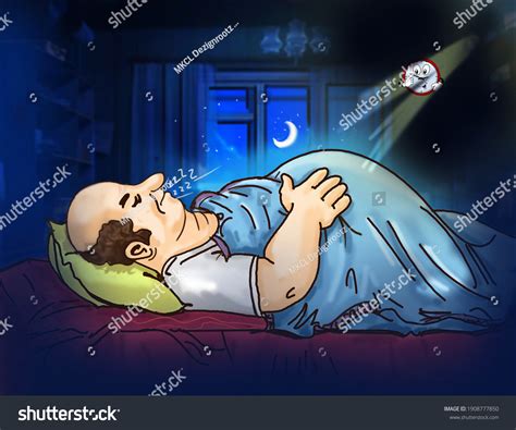 Fat Man Sleeping On Bed Stock Illustration 1908777850 Shutterstock