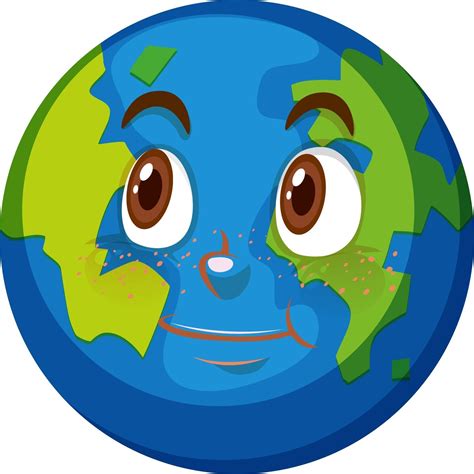 Earth Cartoon Character With Happy Face Expression On White Background