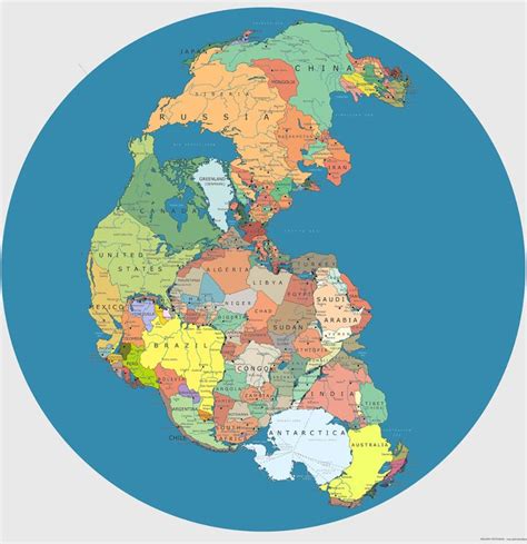Incredible Map Of Pangea With Modern Day Borders Map World Map Pangaea