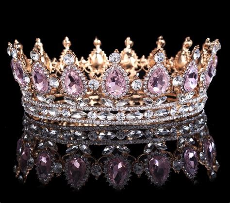 Corona Completa Rosa Dorado Reina Cristal Xv Años Envio Grat 1199