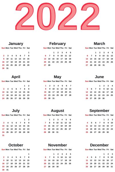 Calendar 2022 Year Png Transparent Image Download Size 402x600px