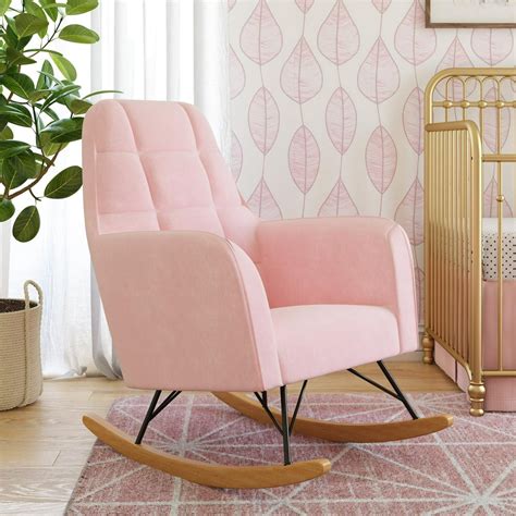 Little Seeds Raven Upholstered Rocking Chair Pink