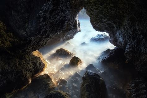 Stones On Entrance Of Cave Illustration Cave Nature Rock Hd