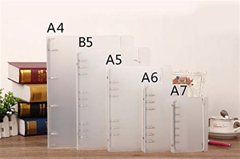Each numbered a size is exactly half the size of the previous one. AUCH 1Pc Clear Plastic A4/A5/A6/A7/B5 Cover Round Ring ...