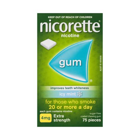buy nicorette quit smoking extra strength nicotine gum icy mint 75 pack coles