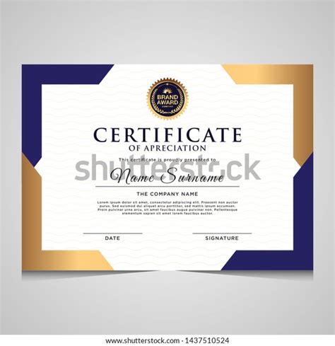 Plantilla Elegante De Certificado De Diploma Azul Y Oro Uso Para
